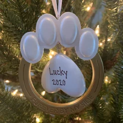 Hot The Jolly Christmas Shop Hallmark 4" Pet Paw Memorial Personalized Christmas Ornament 1HGO2252