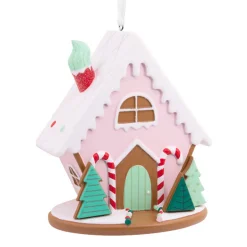 Clearance The Jolly Christmas Shop Hallmark Pink Gingerbread House Signature Christmas Ornament 1HDL2178