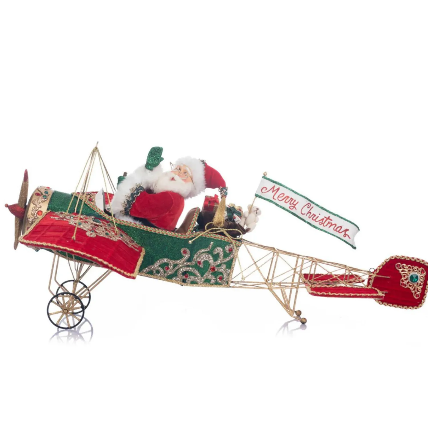 Discount The Jolly Christmas Shop Katherine's Collection 28" Christmas In The City Santa In Plane 28-328512