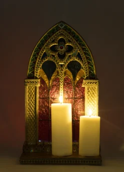 New The Jolly Christmas Shop Katherine's Collection 22" Christmas Castle Pillar Candle Holder 28-428250