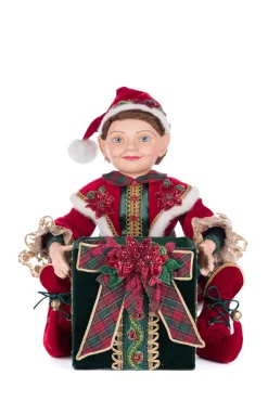Clearance The Jolly Christmas Shop Katherine's Collection 14" Elf Holding Gift Candy Bowl Christmas Home Decor 28-428327