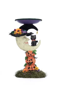 New The Jolly Christmas Shop Katherine's Collection 17" Glow In The Dark Jacks And Cats Moon Halloween Pillar Candle Holder 28-428196