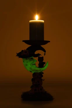 New The Jolly Christmas Shop Katherine's Collection 17" Glow In The Dark Jacks And Cats Moon Halloween Pillar Candle Holder 28-428196