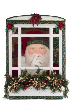New The Jolly Christmas Shop Katherine's Collection 26.5" Holiday Magic Santa In Window Lighted Christmas Decoration 28-428319