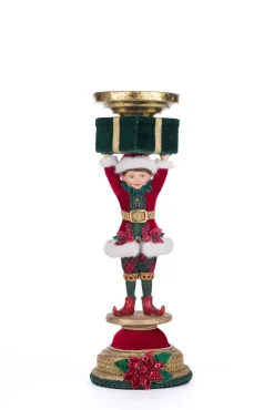 Outlet The Jolly Christmas Shop Katherine's Collection 13" Holiday Magic Elf Christmas Pillar Candle Holder 28-428325