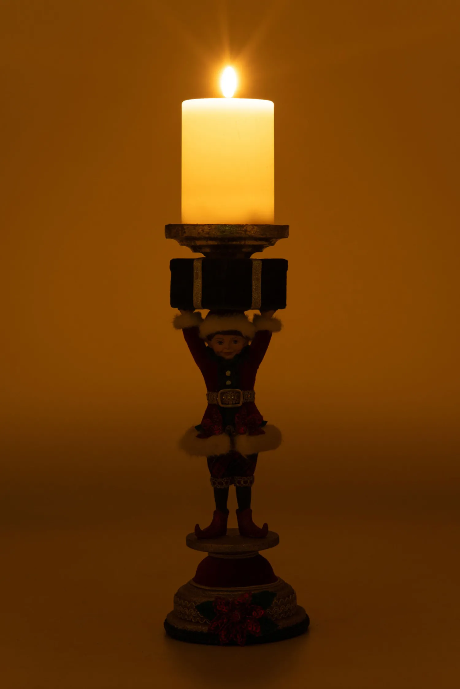 Outlet The Jolly Christmas Shop Katherine's Collection 13" Holiday Magic Elf Christmas Pillar Candle Holder 28-428325