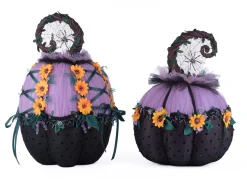Sale The Jolly Christmas Shop Katherine's Collection 13.5" Jacks And Cats Pumpkins Set Of 2 Halloween Decoration 28-428201