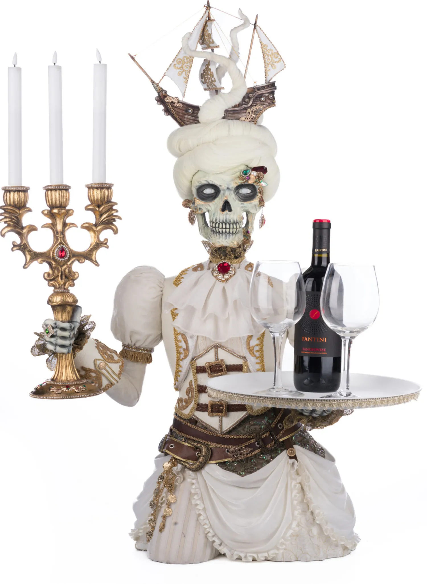 New The Jolly Christmas Shop Katherine's Collection 39" Lady Adelaid Apparition With Candelabra And Tray Pirate Halloween Decoration 28-428211