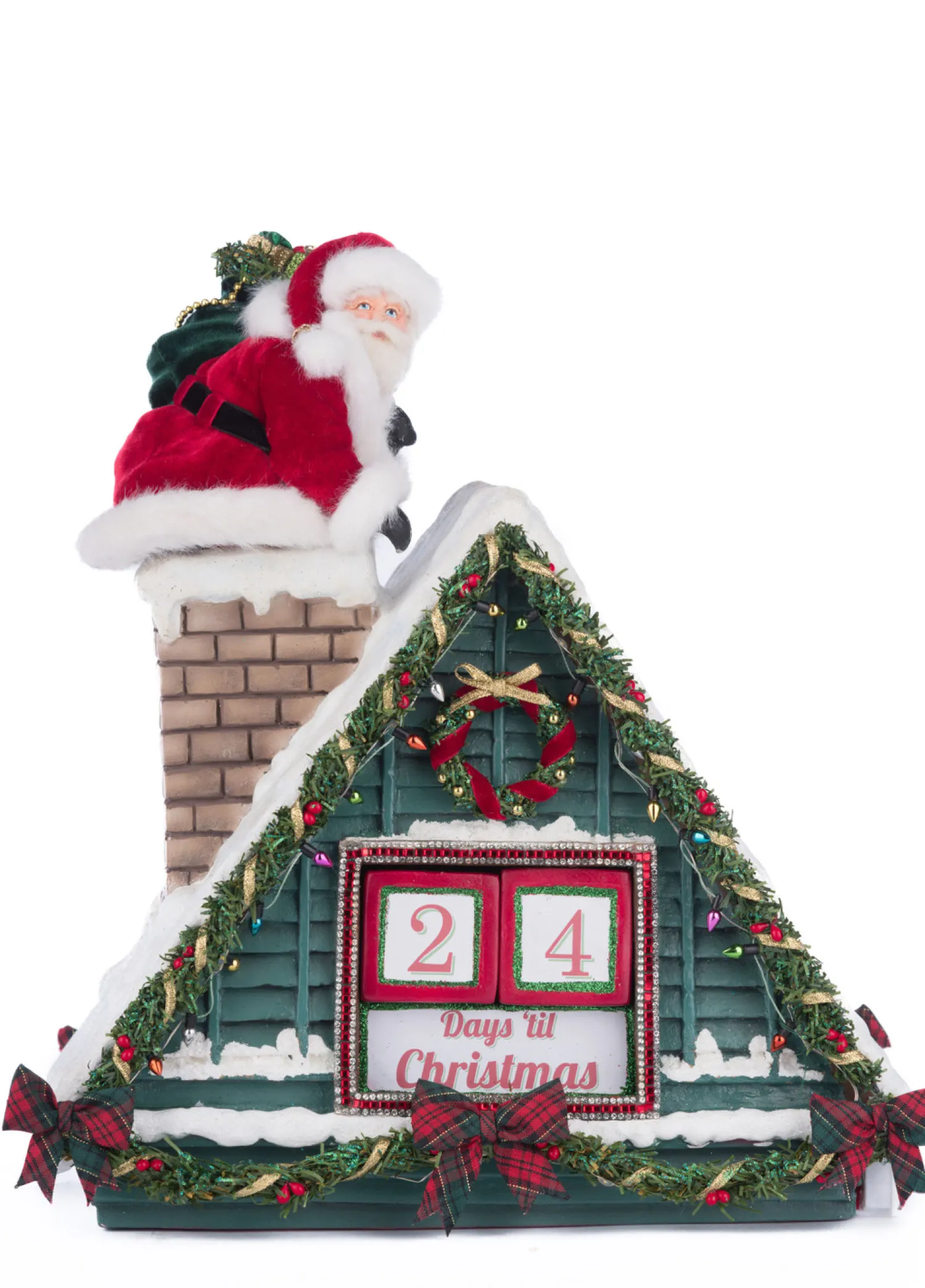 Clearance The Jolly Christmas Shop Katherine's Collection 13" Lighted Santa In Chimney Christmas Countdown Decoration 28-428277