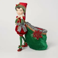 Clearance The Jolly Christmas Shop Katherine's Collection 12.5" Merry And Bright Elf With Bag Christmas Decorations 28-128276