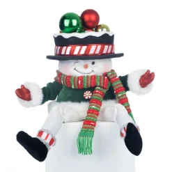 Best The Jolly Christmas Shop Katherine's Collection 13.25" Peppermint Palace Snowman Christmas Candy Container Lanky Leg 28-328529