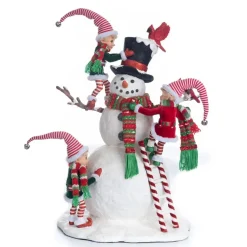 Best The Jolly Christmas Shop Katherine's Collection 18" Peppermint Palace Elves And Snowman Christmas Figure 28-328818