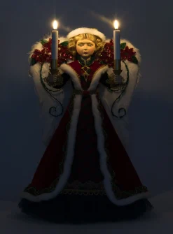 Best The Jolly Christmas Shop Katherine's Collection 20" Penelope Poinsettia Angel Lighted Christmas Tree Topper 28-428329