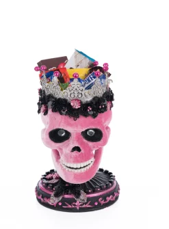 Clearance The Jolly Christmas Shop Katherine's Collection 12.5" Pink Panic Skull Trinket Box Halloween Decoration 28-428400