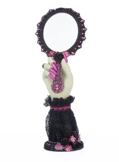 The Jolly Christmas Shop Katherine's Collection 16.5" Pink Panic Hand Held Mirror With Hand Halloween Decoration 28-428401