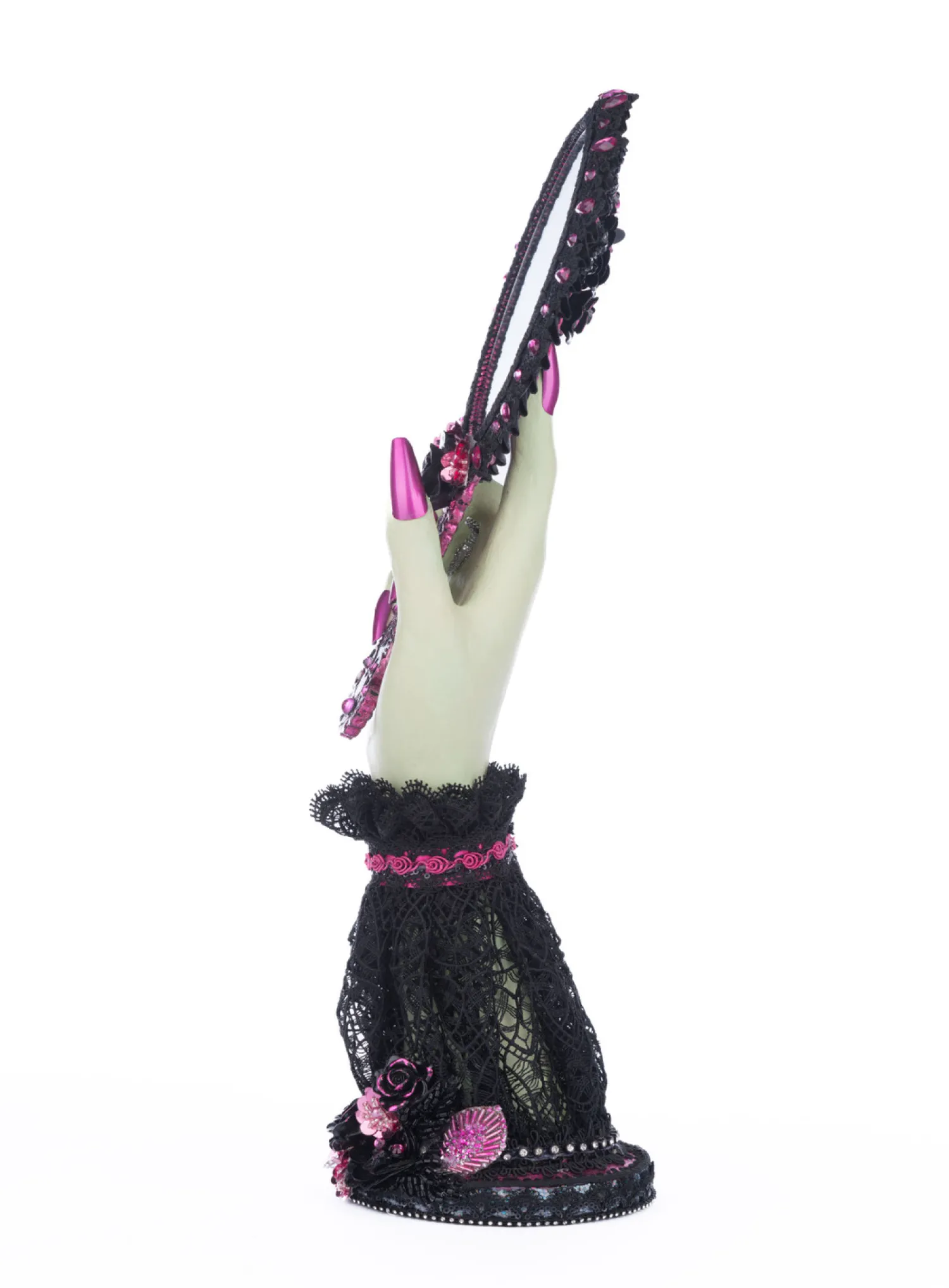 The Jolly Christmas Shop Katherine's Collection 16.5" Pink Panic Hand Held Mirror With Hand Halloween Decoration 28-428401