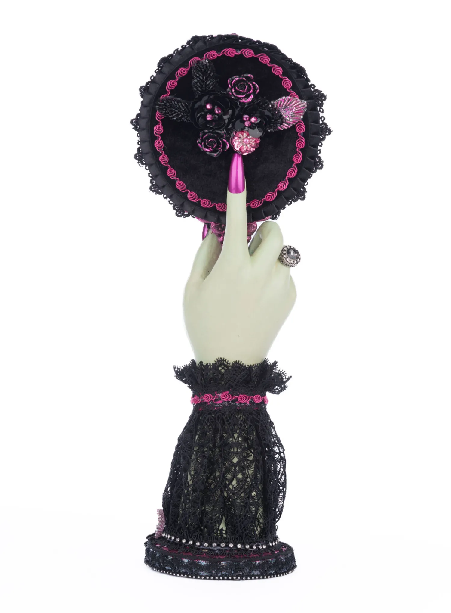 The Jolly Christmas Shop Katherine's Collection 16.5" Pink Panic Hand Held Mirror With Hand Halloween Decoration 28-428401