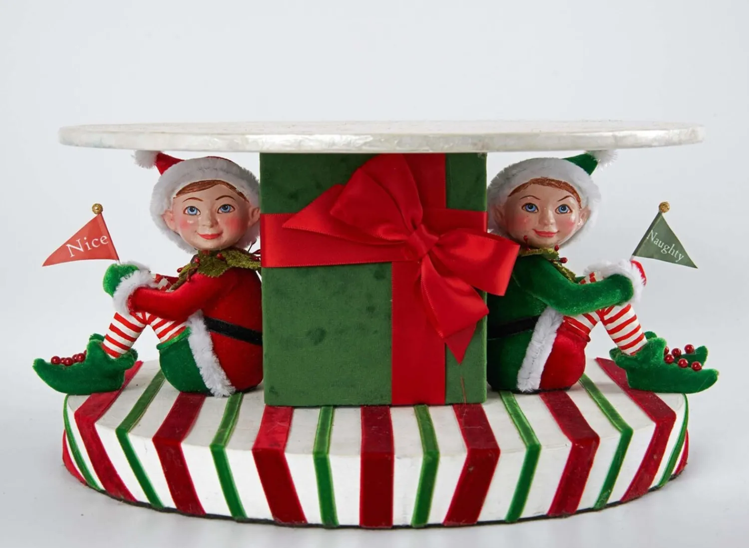 Sale The Jolly Christmas Shop Katherine's Collection 13.25" Santa Claus Is Coming To Town Naughty And Nice Cake Stand 28-128245