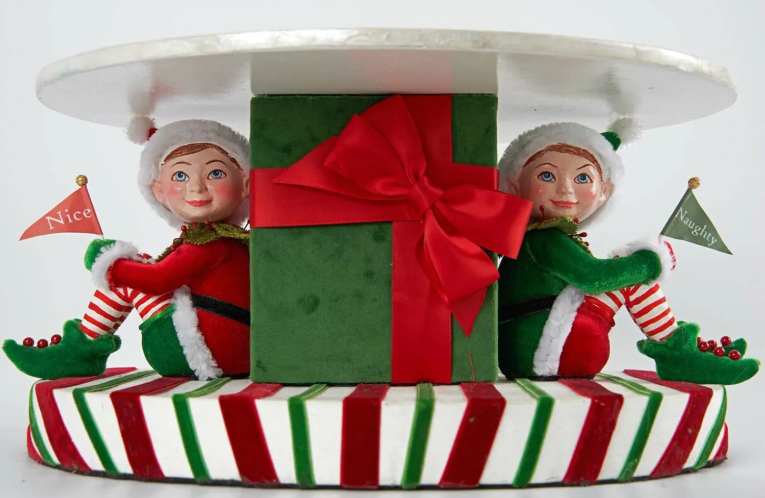 Sale The Jolly Christmas Shop Katherine's Collection 13.25" Santa Claus Is Coming To Town Naughty And Nice Cake Stand 28-128245