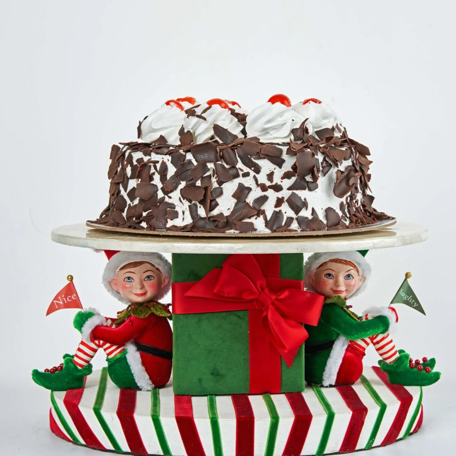 Sale The Jolly Christmas Shop Katherine's Collection 13.25" Santa Claus Is Coming To Town Naughty And Nice Cake Stand 28-128245