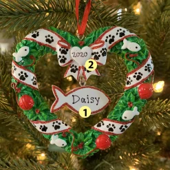 Hot The Jolly Christmas Shop Kitty's First Christmas Wreath Personalized Christmas Ornament OR1613