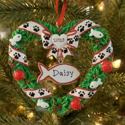 Hot The Jolly Christmas Shop Kitty's First Christmas Wreath Personalized Christmas Ornament OR1613