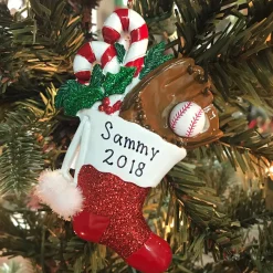 Outlet The Jolly Christmas Shop Kurt Adler 4.5" Baseball Stocking Personalized Christmas Ornament W8297B