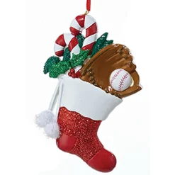 Outlet The Jolly Christmas Shop Kurt Adler 4.5" Baseball Stocking Personalized Christmas Ornament W8297B