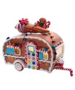 Best The Jolly Christmas Shop Kurt Adler 8.4" Battery Operated Light Up Gingerbread RV Food Truck Decoration JEL1102