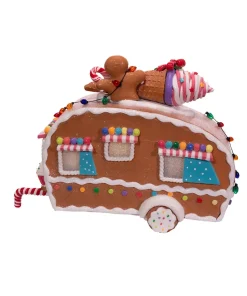 Best The Jolly Christmas Shop Kurt Adler 8.4" Battery Operated Light Up Gingerbread RV Food Truck Decoration JEL1102