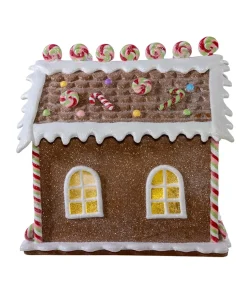 Sale The Jolly Christmas Shop Kurt Adler 8" Battery Operated LED Lighted Gingerbread Lollipop Shop JEL1416