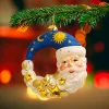 Best The Jolly Christmas Shop Kurt Adler 5" Bellissimo Moon Santa Glass Christmas Ornament BELL0036