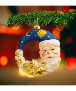 Best The Jolly Christmas Shop Kurt Adler 5" Bellissimo Moon Santa Glass Christmas Ornament BELL0036