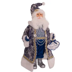Hot The Jolly Christmas Shop Kurt Adler 18" Blue Delft Santa Holding Sign Christmas Figure J6098