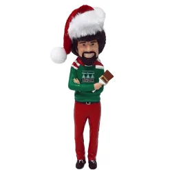 Sale The Jolly Christmas Shop Kurt Adler 5" Bob Ross With Santa Hat Christmas Ornament BO1191