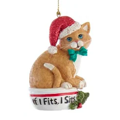Hot The Jolly Christmas Shop Kurt Adler 3.25" "If I Fits, I Sits" Cat Christmas Ornaments E0599