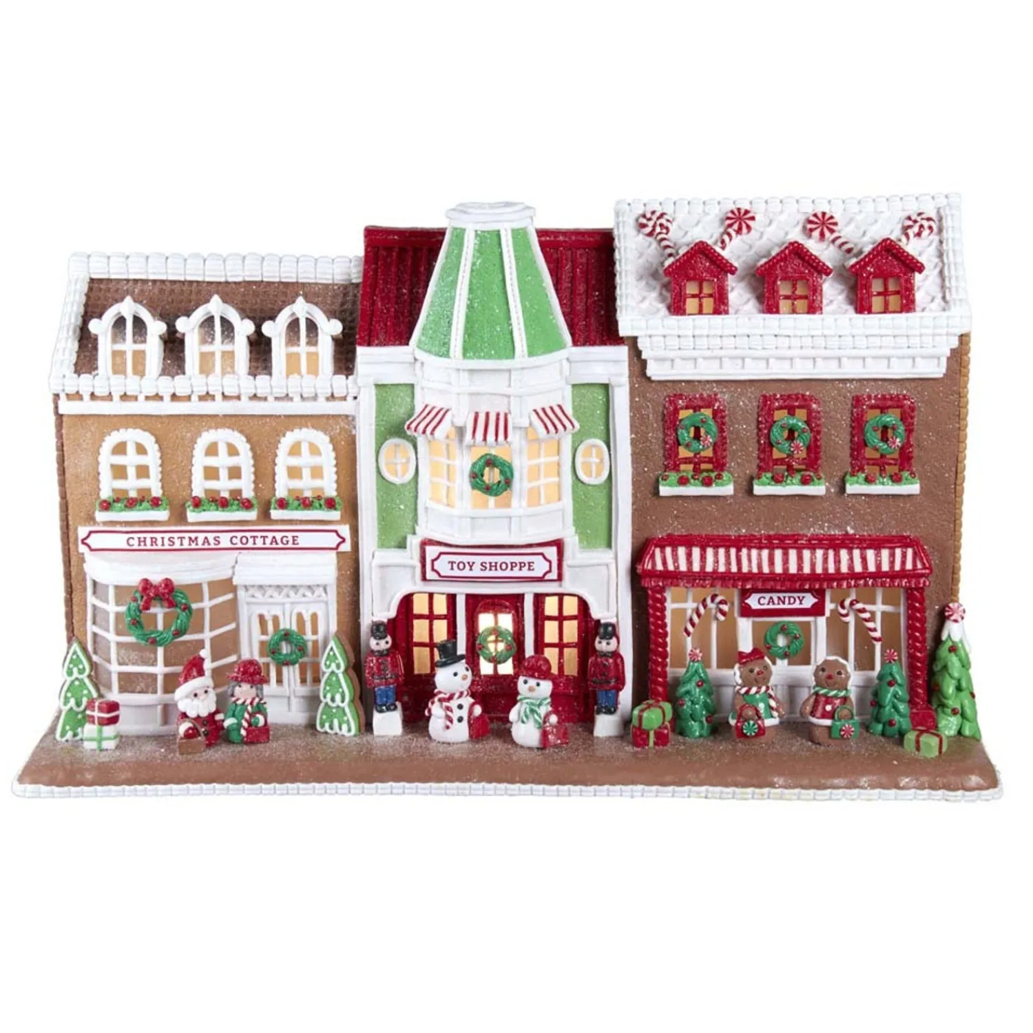 Best The Jolly Christmas Shop Kurt Adler 10" LED Lighted Claydough Gingerbread House Village Stores GBJ0011