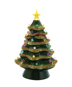 Online The Jolly Christmas Shop Kurt Adler 12" Light Up Ceramic Christmas Tree With Gold Glittered Tips JEL0810