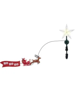 Online The Jolly Christmas Shop Kurt Adler 19.7" Lighted LED Star With Rotating Santa And Sleigh Christmas Tree Topper AD3001