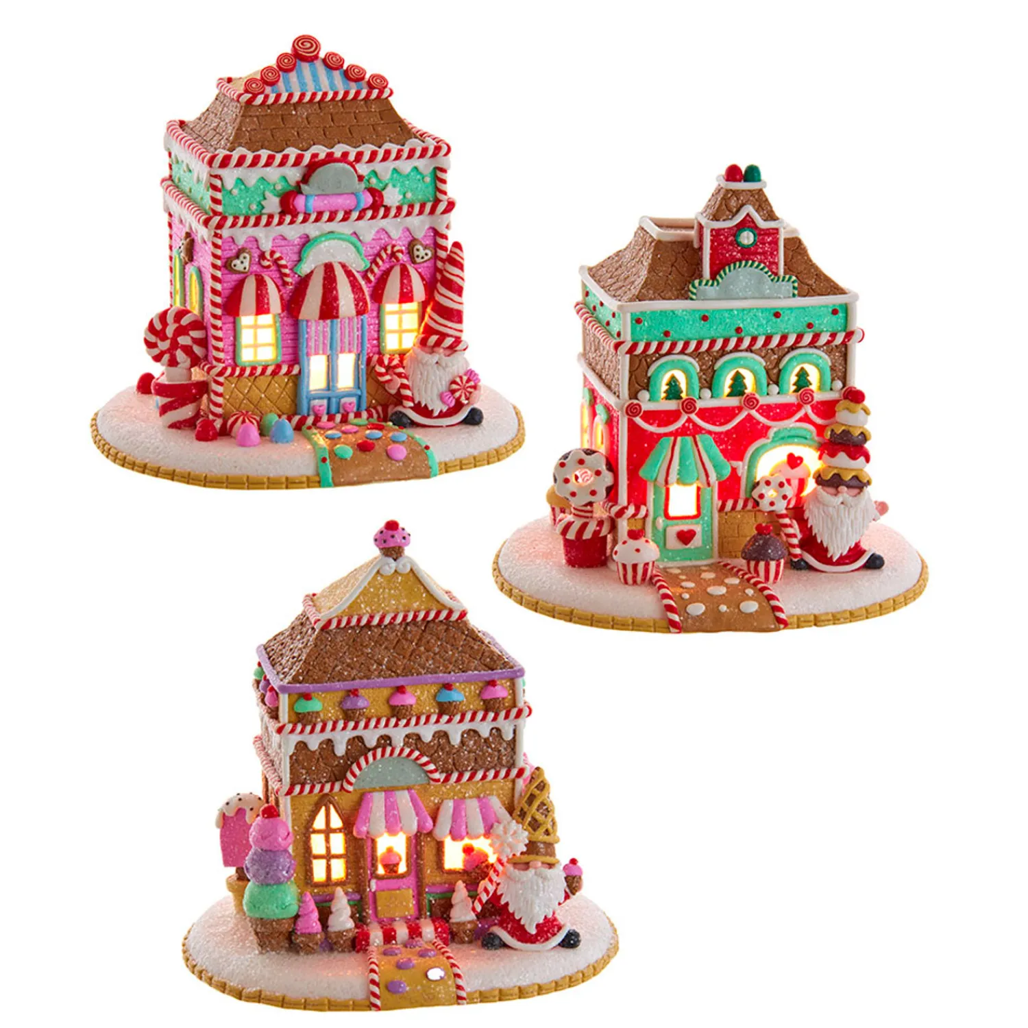 Discount The Jolly Christmas Shop Kurt Adler 7.5" Light-Up Sugar Plum Shops Christmas Houses GBJ0028