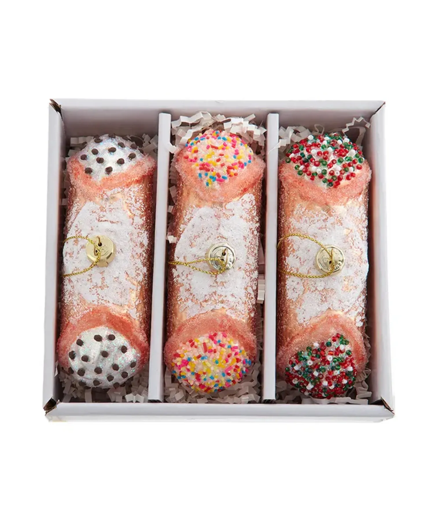 Online The Jolly Christmas Shop Kurt Adler 4.75" Noble Gems Cannoli Glass Christmas Ornaments Set Of 3 NBX0136