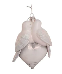 Discount The Jolly Christmas Shop Kurt Adler 4.75" Noble Gems "Our First Christmas" Doves Glass Christmas Ornament NBX0025