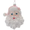 Sale The Jolly Christmas Shop Kurt Adler 6" Pink And Silver Santa Head Glass Christmas Ornament T2802
