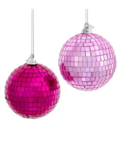 Online The Jolly Christmas Shop Kurt Adler 3.15" Pink Glass Mirrored Disco Ball Christmas Ornaments Set Of 2 D4575