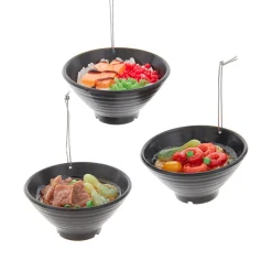 New The Jolly Christmas Shop Kurt Adler 2.75" Set Of 3 Asian Rice & Noodle Bowl Christmas Ornament D4237