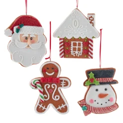 Discount The Jolly Christmas Shop Kurt Adler 4.85" Set Of 4 Claydough Cookie Christmas Ornament D4156