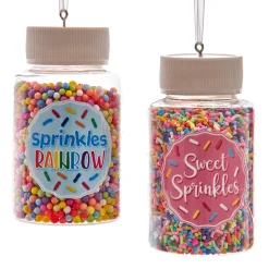 Hot The Jolly Christmas Shop Kurt Adler 3.3" Set Of 2 Cookie Sprinkles Jar Christmas Ornament D4226