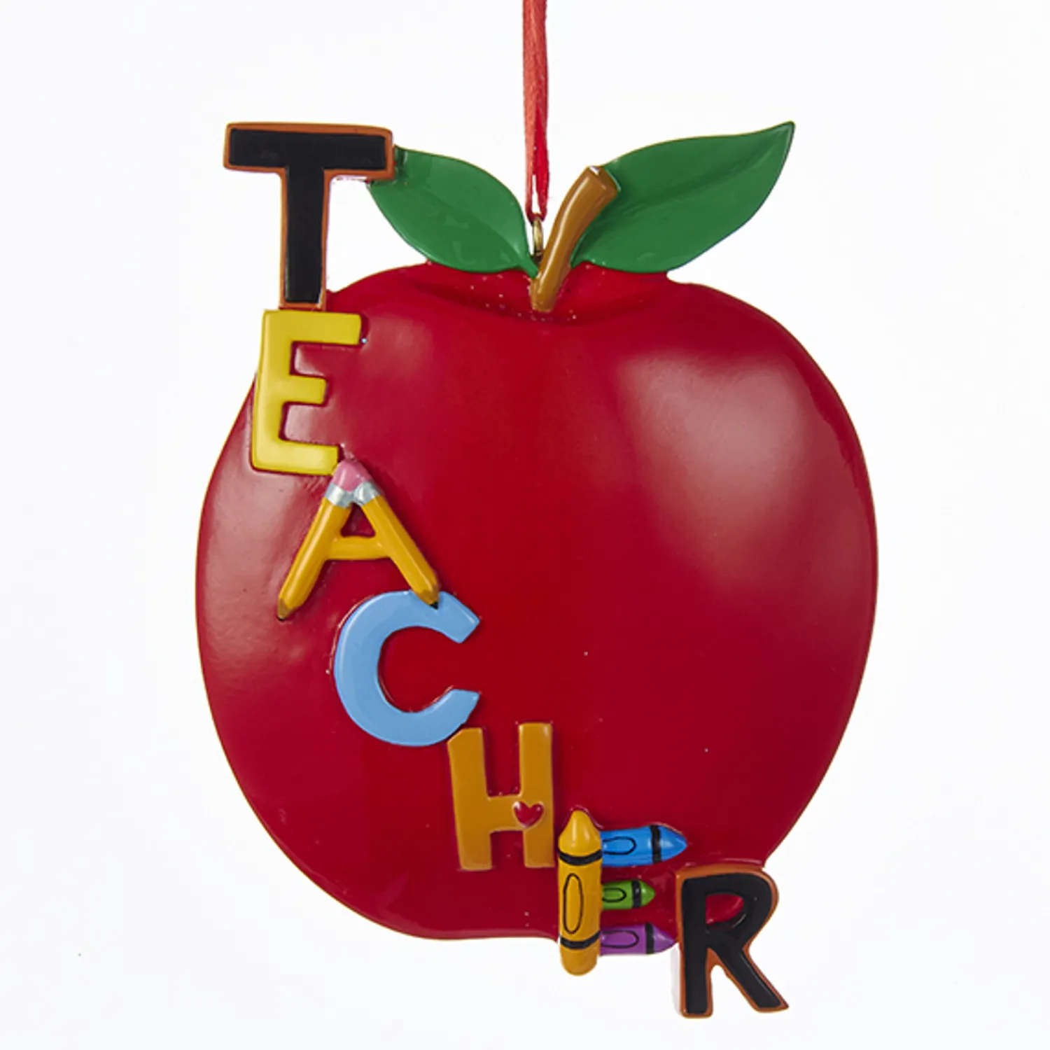 Online The Jolly Christmas Shop Kurt Adler 5" Teacher's Apple Personalized Christmas Ornament C6559