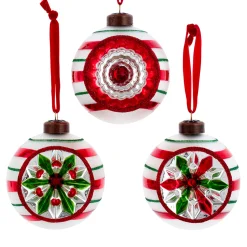 The Jolly Christmas Shop Kurt Adler 3" The Early Years Glass Reflector Vintage Inspired Christmas Ornament Set GG1500