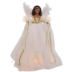 New The Jolly Christmas Shop Kurt Adler 12" UL 10-Light African American Ivory And Gold Christmas Tree Topper UL2230